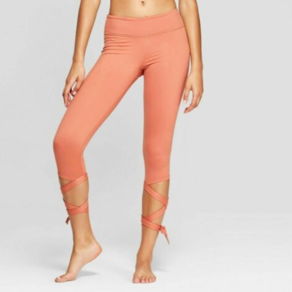 Joy Lab Dusty Peach Side Tie Capri Leggings
